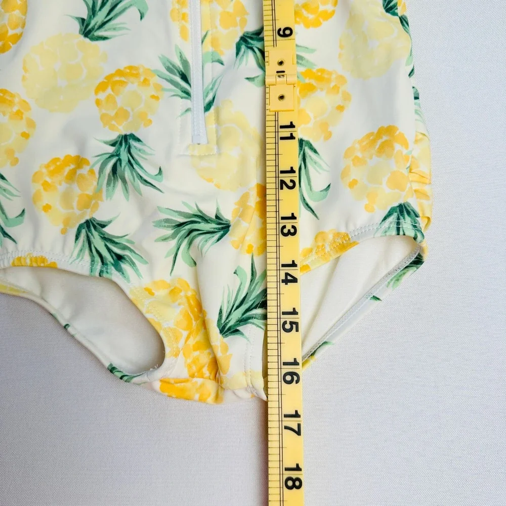 Janie and Jack Girls Pineapple Rash Guard One Piece Swimsuit Yellow 18-24 Months